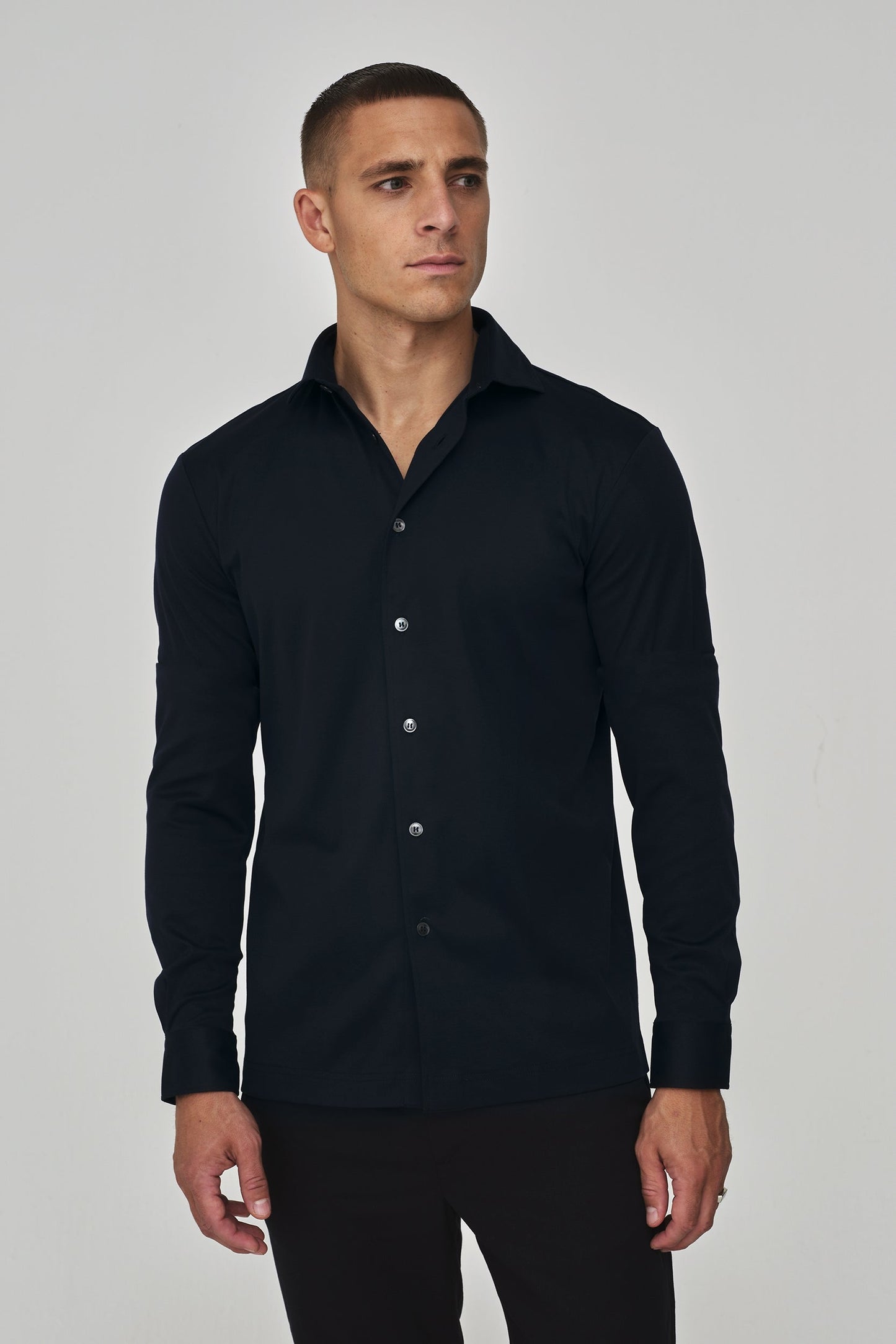 Supima Shirt Lange mouwen | Marineblauw