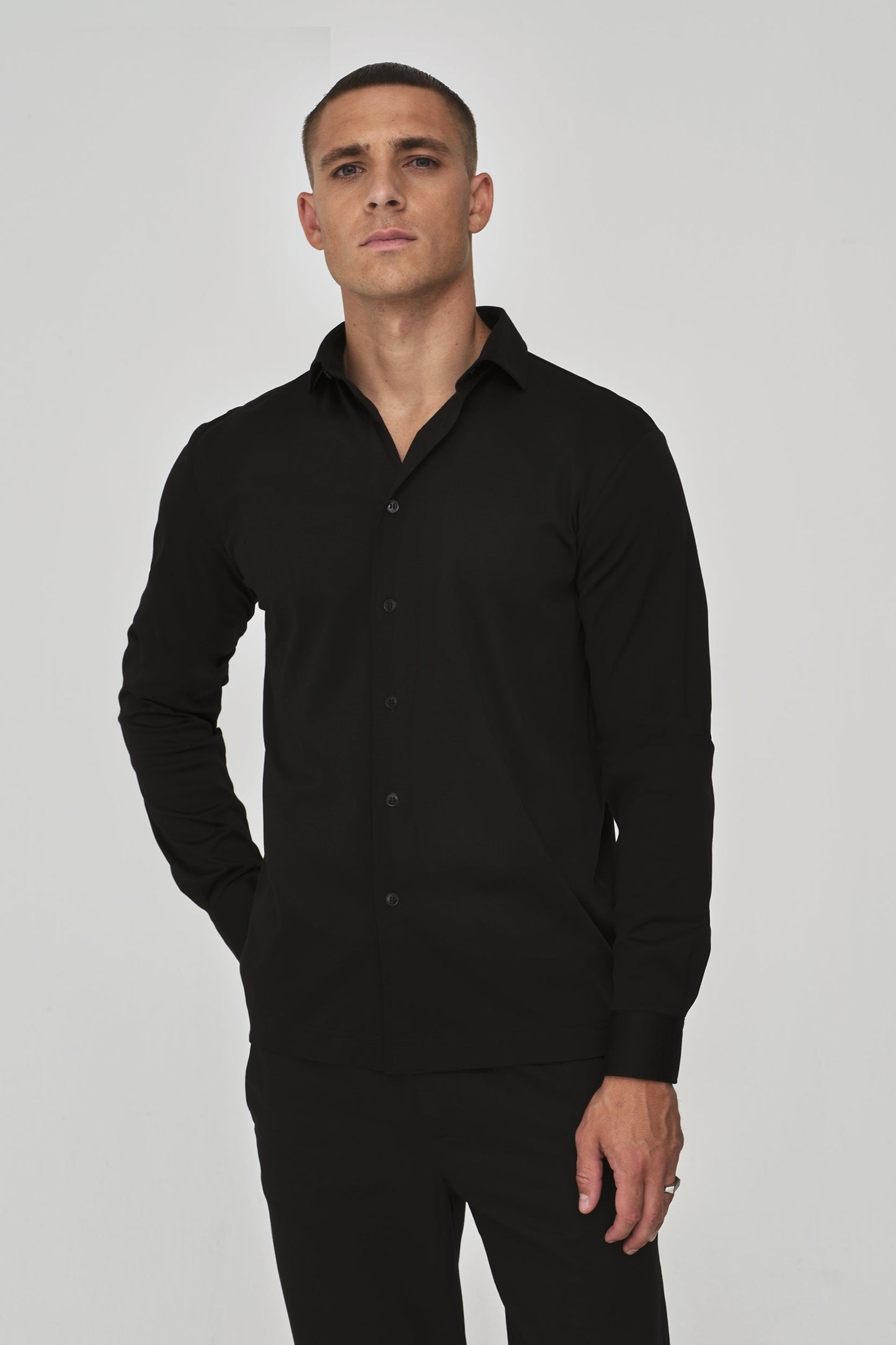 Supima Shirt Lange mouwen | Zwart