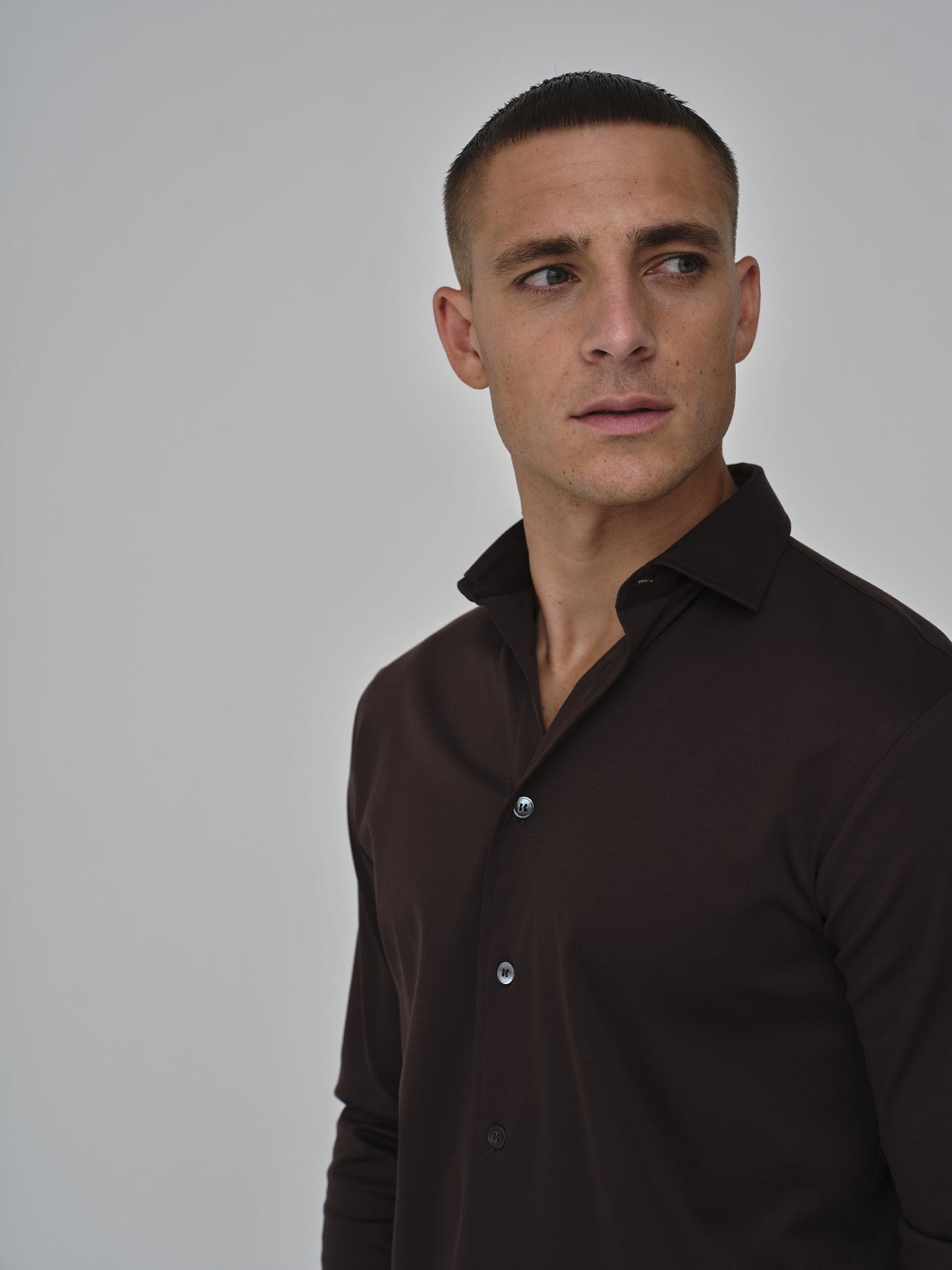 Supima Shirt Lange mouwen | Ebbenbruin