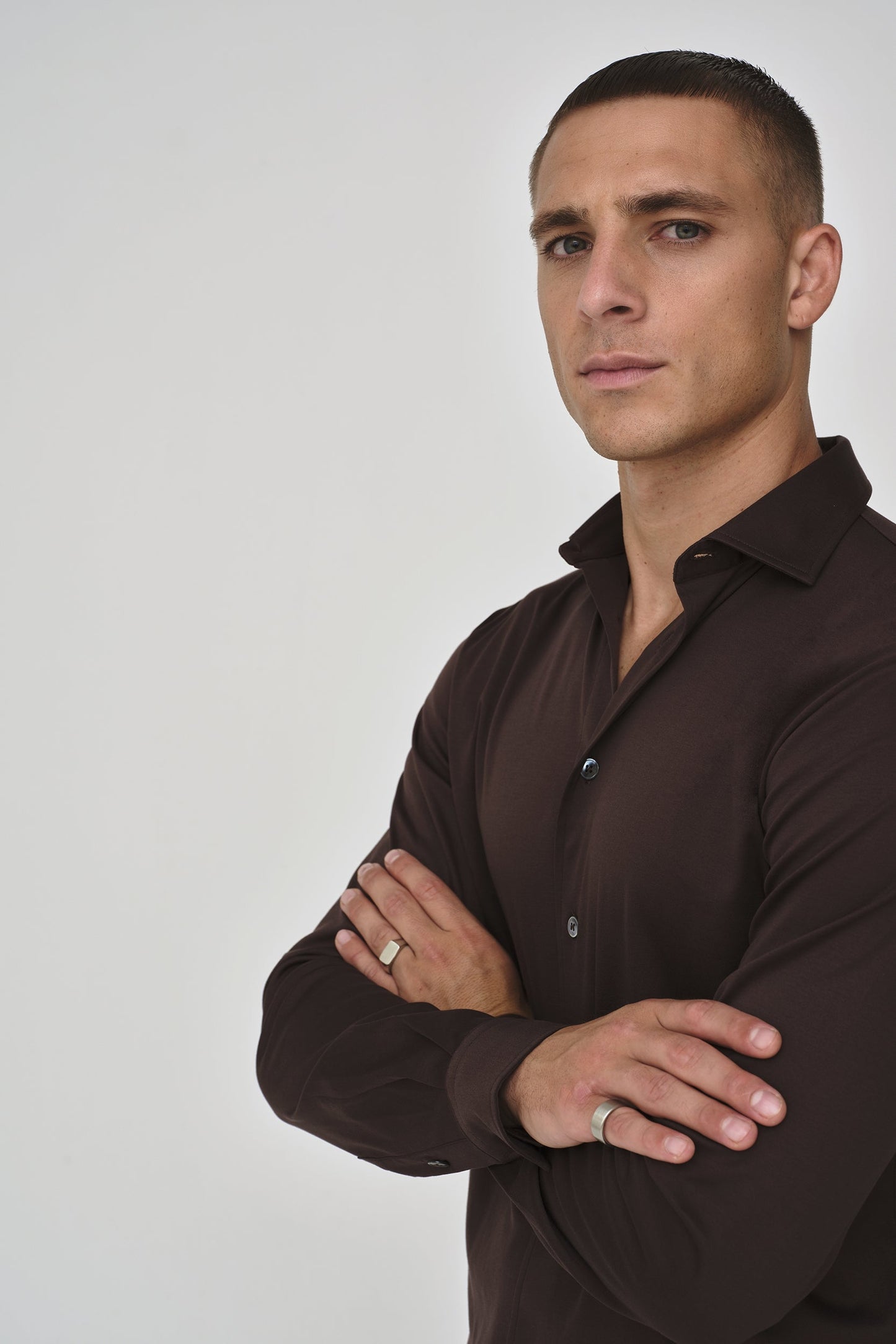 Supima Shirt Lange mouwen | Ebbenbruin