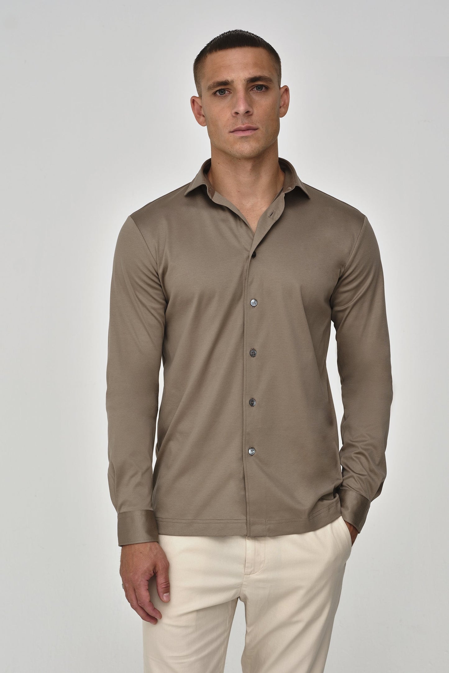 Supima Shirt Lange mouwen | Loodgrijs