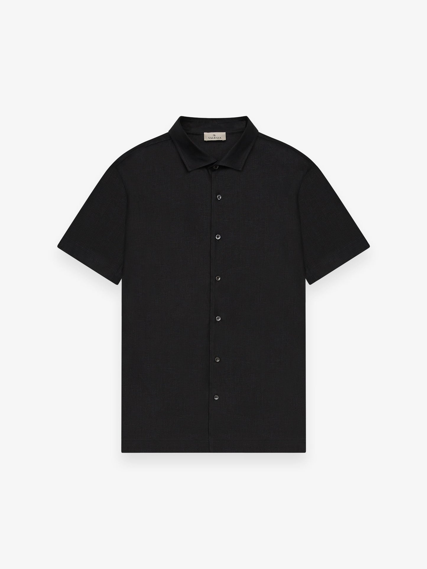Linnen Stretch Shirt Korte Mouwen | Zwart