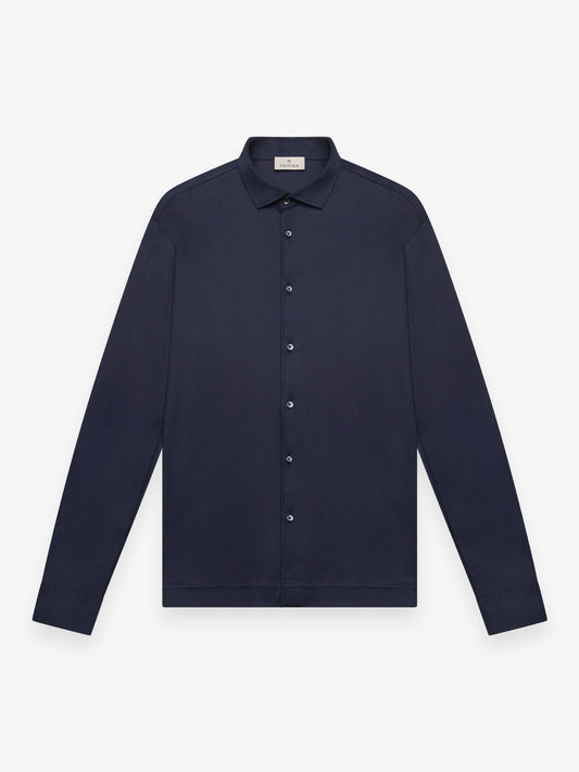 Supima Shirt Lange mouwen | Marineblauw