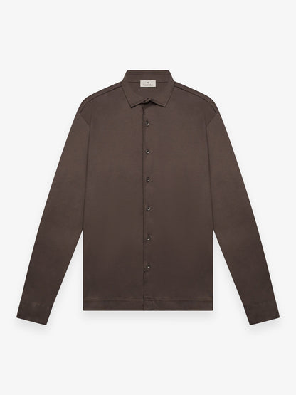 Supima Shirt Lange mouwen | Ebbenbruin