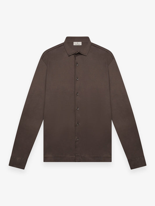 Supima Shirt Lange mouwen | Ebbenbruin
