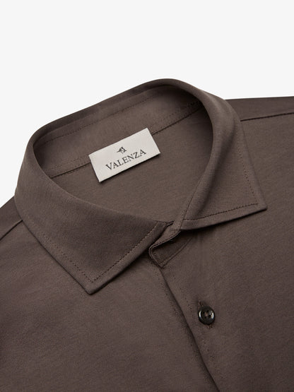 Supima Shirt Lange mouwen | Ebbenbruin
