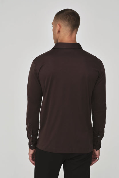 Supima Shirt Lange mouwen | Ebbenbruin